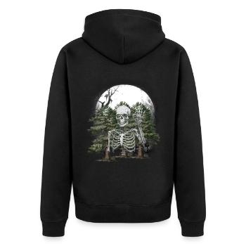 Wald Geist Gespenst Mitternacht Spuk Halloween - Unisex Premium Bio Zip Hoodie - Schwarz - Hinten - Nico (187cm)