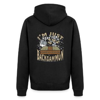 Je suis juste là pour le backgammon - Veste à capuche bio Premium Unisexe - noir - Dos - Nico (187cm)