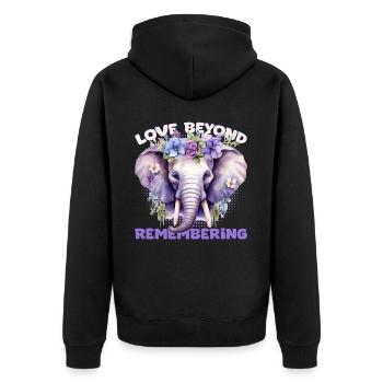 Cute Flower Crown Elephant Alzheimers Awareness - Unisex Premium Bio Zip Hoodie - Schwarz - Hinten - Nico (187cm)