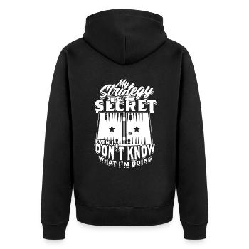 Backgammon My Strategy Is Top Secret - Unisex Premium Organic Zip Hoodie - black - Back - Nico (187cm)