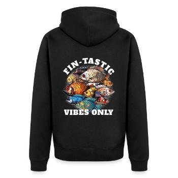 Fintastic Vibes Only Funny Cichlid Breeder Fish Lo - Unisex Premium Bio Zip Hoodie - Schwarz - Hinten - Nico (187cm)