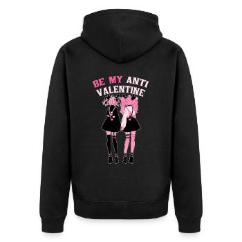 Be My Anti Valentine Couple Emo Friends Goth Fashi - Unisex Premium Bio Zip Hoodie - Schwarz - Hinten - Nico (187cm)