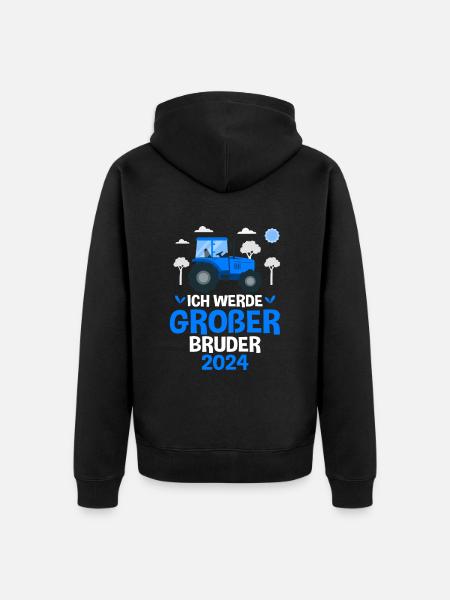 Großer Bruder 2024 - Unisex Premium Bio Zip Hoodie - Schwarz