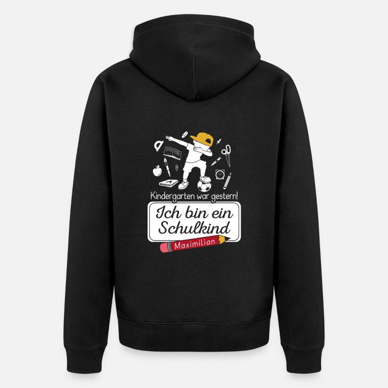 Ich bin ein Schulkind Maximilian - Unisex Premium Bio Zip Hoodie - Schwarz