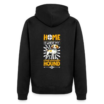 Zuhause - Kurzhaarige Istrianer Bracke - Unisex Premium Bio Zip Hoodie - Schwarz - Hinten - Nico (187cm)
