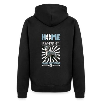 Zuhause - Italienisches Windspiel - Unisex Premium Bio Zip Hoodie - Schwarz - Hinten - Nico (187cm)