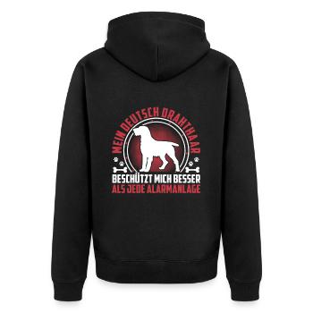 German wirehaired dog protects me better - Unisex Premium Organic Zip Hoodie - black - Back - Nico (187cm)