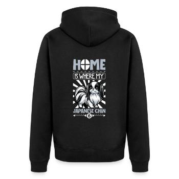 Home - Japan Chin - Unisex Premium Organic Zip Hoodie - black - Back - Nico (187cm)