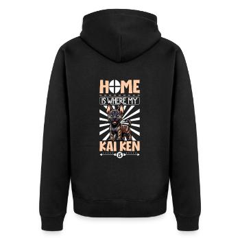 Zuhause - Kai Ken - Unisex Premium Bio Zip Hoodie - Schwarz - Hinten - Nico (187cm)