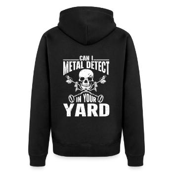 Metalldetektor Schatzsuche - Unisex Premium Bio Zip Hoodie - Schwarz - Hinten - Nico (187cm)