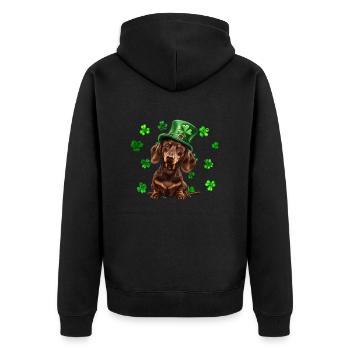 Teckel St Patrick’s Day Shamrock - Veste à capuche bio Premium Unisexe - noir - Dos - Nico (187cm)