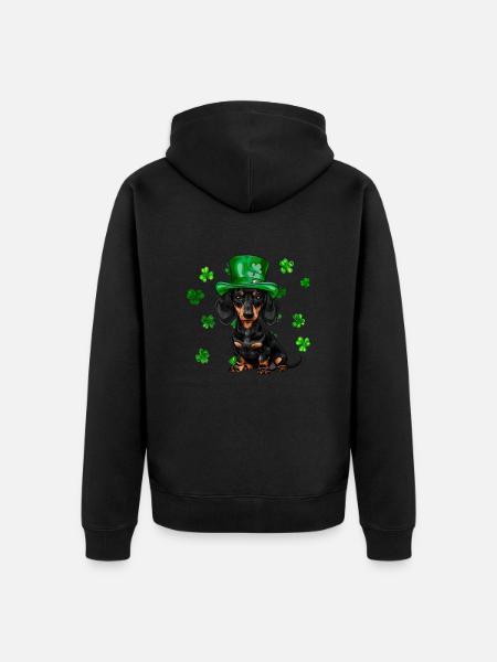 Teckel St Patrick’s Day Shamrock - Veste à capuche bio Premium Unisexe - noir