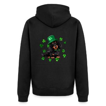 Teckel St Patrick’s Day Shamrock - Veste à capuche bio Premium Unisexe - noir - Dos - Nico (187cm)