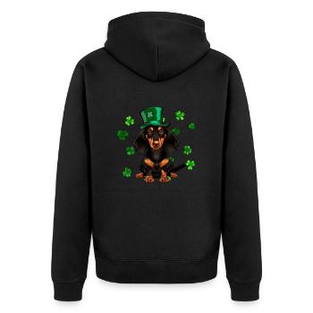 Teckel St Patrick’s Day Shamrock - Veste à capuche bio Premium Unisexe - noir - Dos - Nico (187cm)