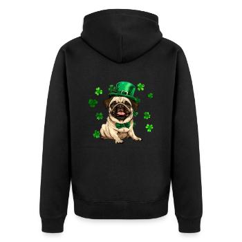Chien carlin St Patrick’s Day Shamrock - Veste à capuche bio Premium Unisexe - noir - Dos - Nico (187cm)