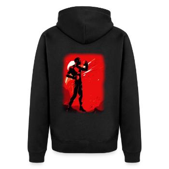 Boxing - Unisex Premium Organic Zip Hoodie - black - Back - Nico (187cm)