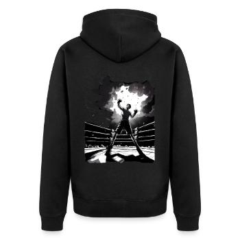 Boxing - Unisex Premium Organic Zip Hoodie - black - Back - Nico (187cm)