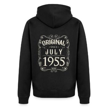 Vintage - Original depuis l'anniversaire de juillet 1955 - Veste à capuche bio Premium Unisexe - noir - Dos - Nico (187cm)