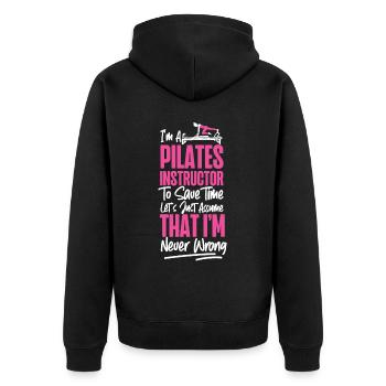 Pilates Instructor Teacher I'm A - Unisex Premium Bio Zip Hoodie - Schwarz - Hinten - Nico (187cm)