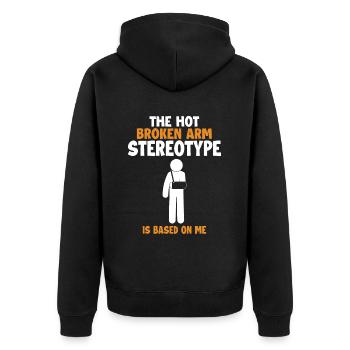 Das Klischee des gebrochenen Arms basiert auf dem Knochen des Chirurgen - Unisex Premium Bio Zip Hoodie - Schwarz - Hinten - Nico (187cm)
