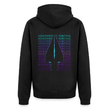 Arrowhead Hunting Arrowhead Hunter Retro - Unisex Premium Organic Zip Hoodie - black - Back - Nico (187cm)
