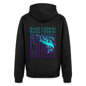 Bass Fishing Bass Fisch Fischer Retro - Unisex Premium Bio Zip Hoodie - Schwarz - Hinten - Nico (187cm)