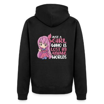 Anime Manga Anime Fille - Veste à capuche bio Premium Unisexe - noir - Dos - Nico (187cm)