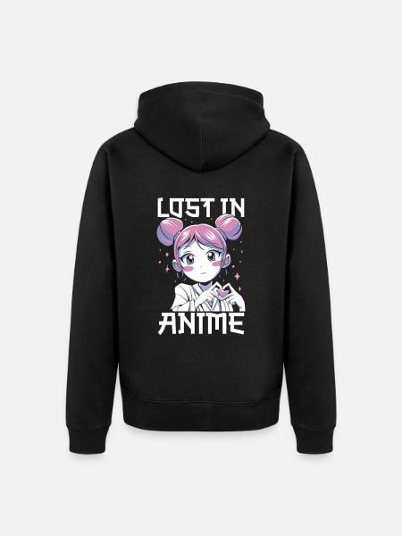 Anime Manga Anime Fille - Veste à capuche bio Premium Unisexe - noir