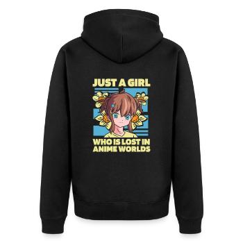 Anime Manga Anime Fille - Veste à capuche bio Premium Unisexe - noir - Dos - Nico (187cm)
