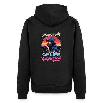 Photography Beauty Of Life Captured - Unisex Premium Organic Zip Hoodie - black - Back - Nico (187cm)