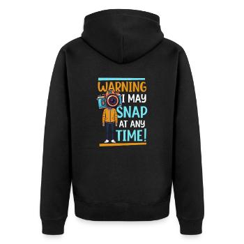 Photography May Snap At Any Time - Unisex Premium Organic Zip Hoodie - black - Back - Nico (187cm)