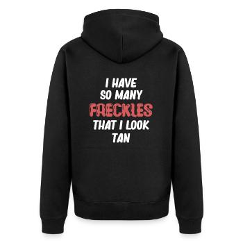 I have so many freckles that I like - Unisex Premium Organic Zip Hoodie - black - Back - Nico (187cm)