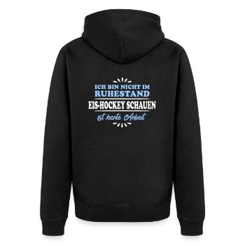 Retirement Pensioner Pensioner Ice Hockey - Unisex Premium Organic Zip Hoodie - black - Back - Nico (187cm)