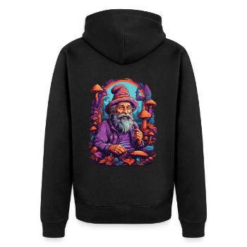 Lebendige Farben Psychedelic Art Musik Festival - Unisex Premium Bio Zip Hoodie - Schwarz - Hinten - Nico (187cm)