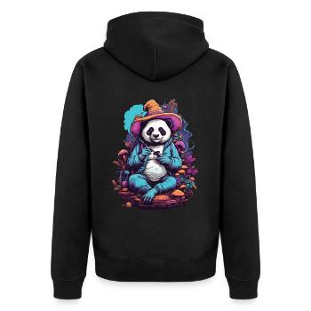 Panda Bear Art psychédélique Champignons de la forêt Festival de musique - Veste à capuche bio Premium Unisexe - noir - Dos - Nico (187cm)