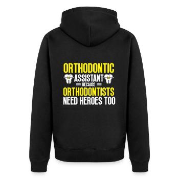 Orthodontiste Orthodontie Dentaire - Veste à capuche bio Premium Unisexe - noir - Dos - Nico (187cm)
