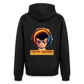 Sonnenfinsternis Katze - Unisex Premium Bio Zip Hoodie - Schwarz - Hinten - Nico (187cm)