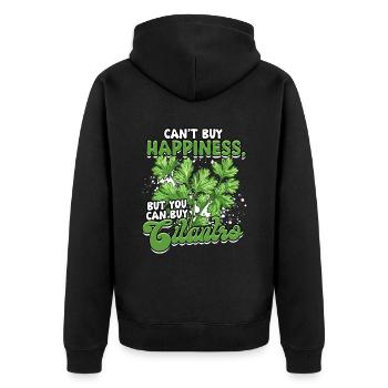 Coriander Lovers - Unisex Premium Organic Zip Hoodie - black - Back - Nico (187cm)
