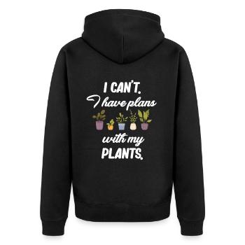Ich Kann Nicht. Ich Habe Pläne Mit Meinen - Unisex Premium Bio Zip Hoodie - Schwarz - Hinten - Nico (187cm)