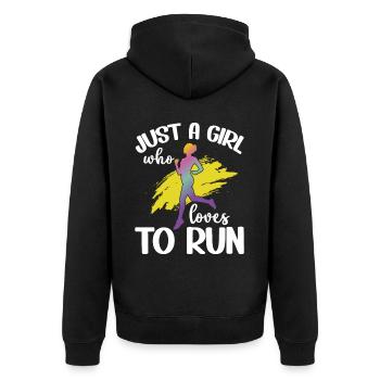 Runner Girls Running Cross Country Track Marathon - Unisex Premium Bio Zip Hoodie - Schwarz - Hinten - Nico (187cm)