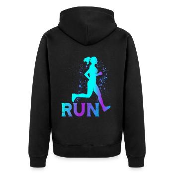 Runner Girls Running Cross Country Track Marathon - Unisex Premium Bio Zip Hoodie - Schwarz - Hinten - Nico (187cm)