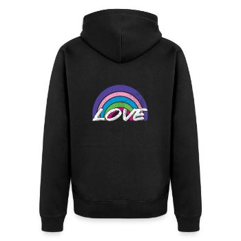 Arc-en-ciel d’amour - Veste à capuche bio Premium Unisexe - noir - Dos - Nico (187cm)