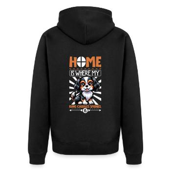 Home - King Charles Spaniel - Unisex Premium Organic Zip Hoodie - black - Back - Nico (187cm)