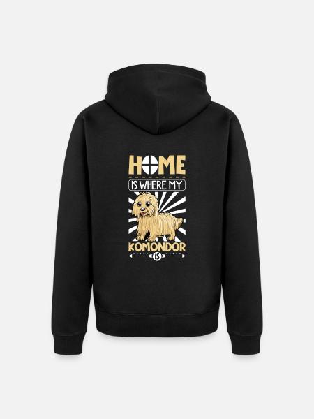 Zuhause - Komondor - Unisex Premium Bio Zip Hoodie - Schwarz