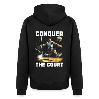 Amateur de volley-ball en salle Joueur de volley-ball sportif - Veste à capuche bio Premium Unisexe - noir - Dos - Nico (187cm)