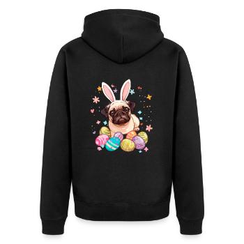 Oeufs de Pâques Carlin Chasse jour de Pâques - Veste à capuche bio Premium Unisexe - noir - Dos - Nico (187cm)