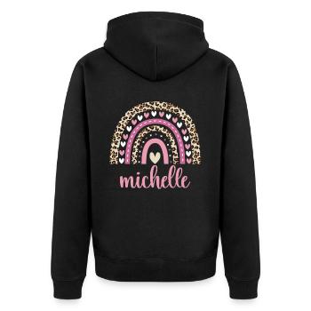 Michelle Regenbogen Name Geburtstag Michelle - Unisex Premium Bio Zip Hoodie - Schwarz - Hinten - Nico (187cm)