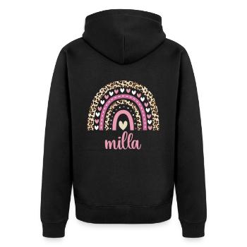 Milla Regenbogen Name Geburtstag Milla - Unisex Premium Bio Zip Hoodie - Schwarz - Hinten - Nico (187cm)