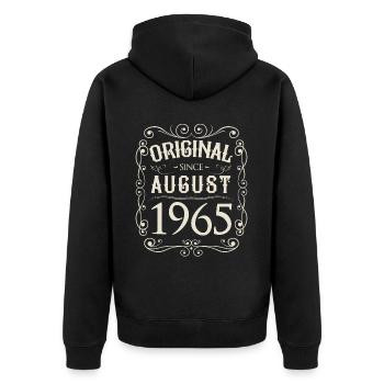 Vintage - Original since August 1965 Geburtstag - Unisex Premium Bio Zip Hoodie - Schwarz - Hinten - Nico (187cm)