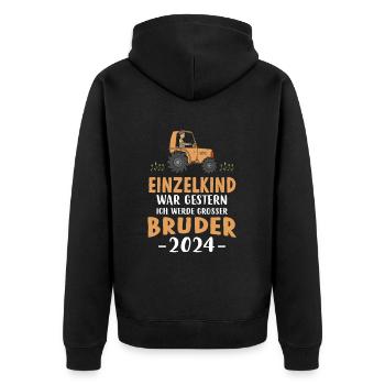 Großer Bruder 2024 - Unisex Premium Bio Zip Hoodie - Schwarz - Hinten - Nico (187cm)